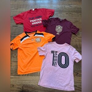 Youth Soccer Bundle—4 Pack Mixed Sizes (S/M), Messi #10 Tee, AYSO & ISFA Jerseys